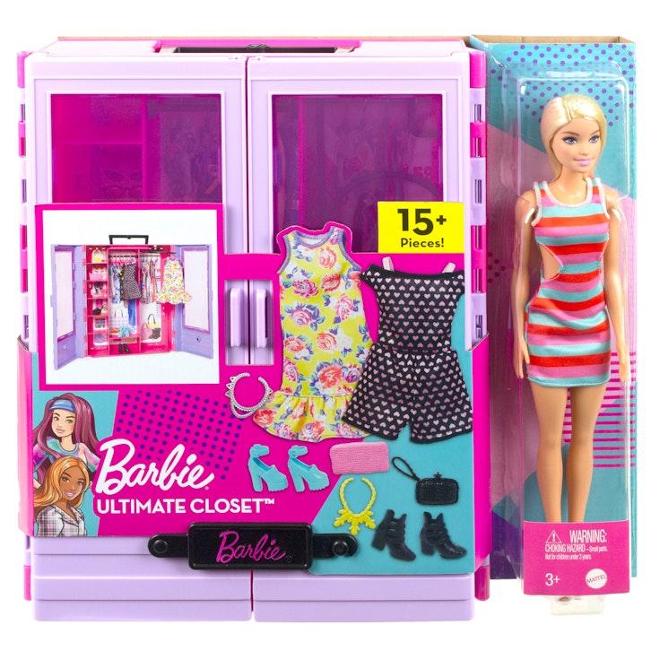 Barbie Ultimate Closet -vaatekaappi, muotinukke ja vaatteita