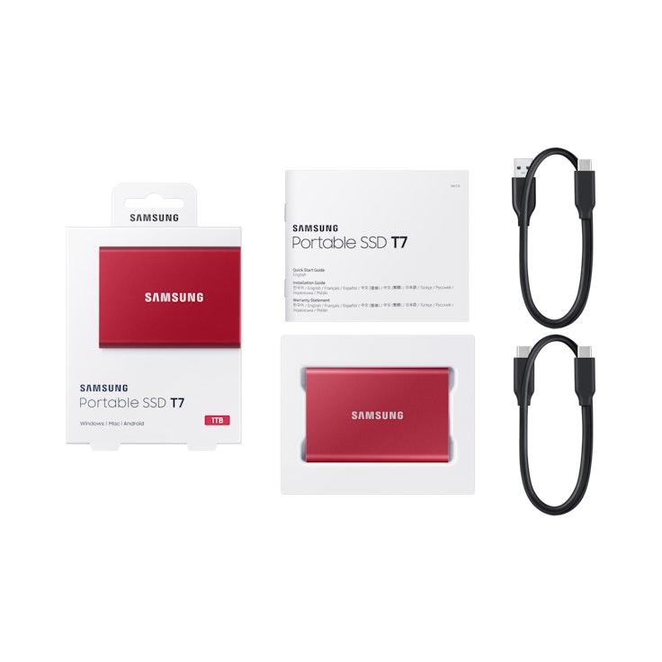Samsung T7 1 Tt ulkoinen SSD-levy punainen