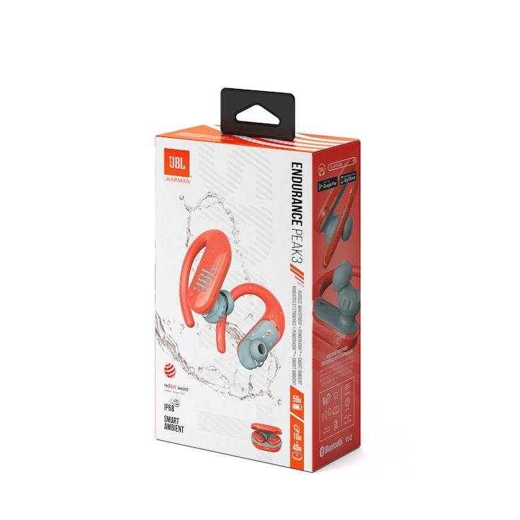 JBL Endurance Peak 3 langattomat nappikuulokkeet koralli