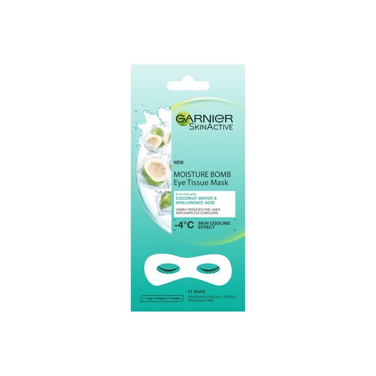 Garnier Skin Active Moisture Bomb Eye Tissue Mask 6g Coconut Water silmänalusnaamio, juonteista vähe