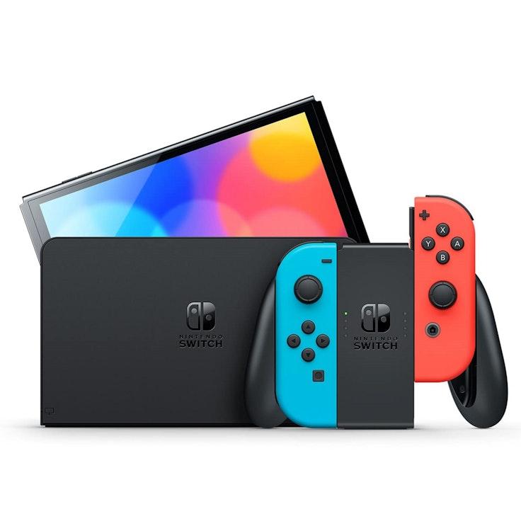 Nintendo Switch OLED pelikonsoli neon