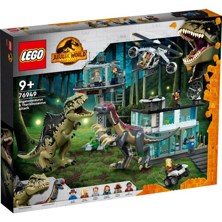 LEGO JW 76949 Giganotosauruksen ja Therizinosauruksen hyökkäys