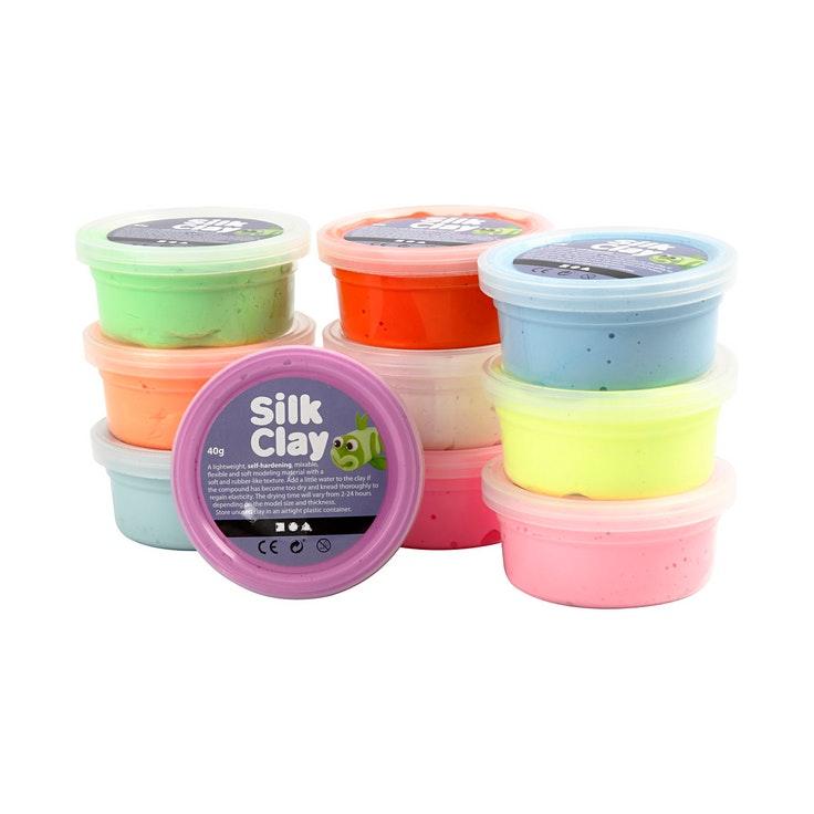 Creativ Company Silk Clay värilajitelma Basic 2, 10 x 40 g