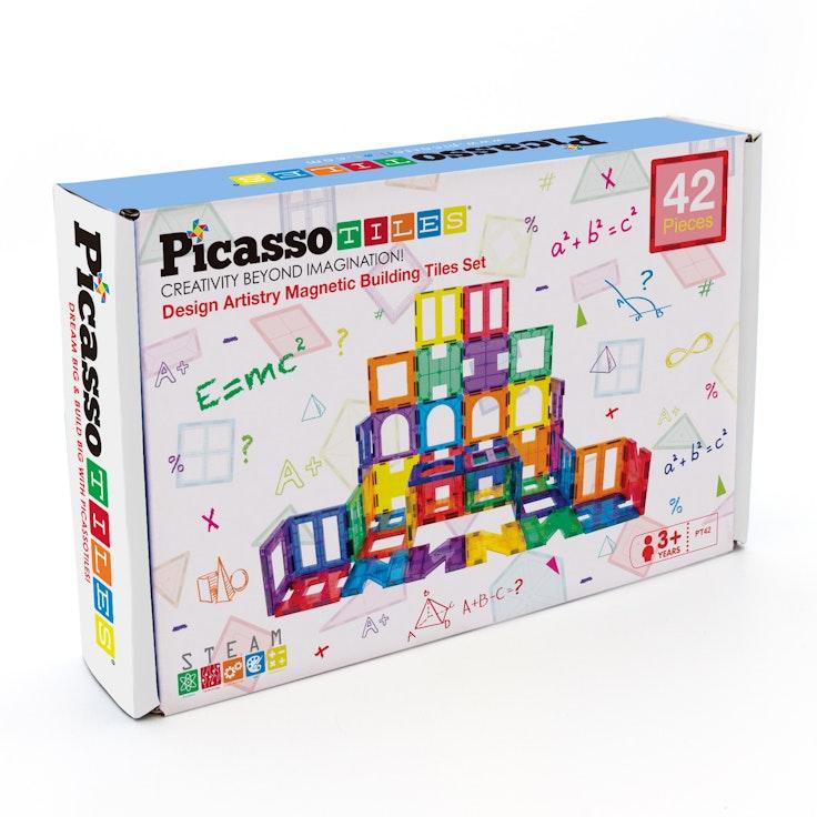 PicassoTiles Design Artistry Magnetic Building Tiles Set 42 kpl rakennussarja lelu