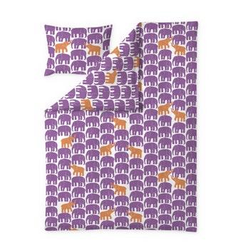 Finlayson Elefantti vapaa pussilakanasetti 150x210 cm  + 50x60 cm violetti-oranssi