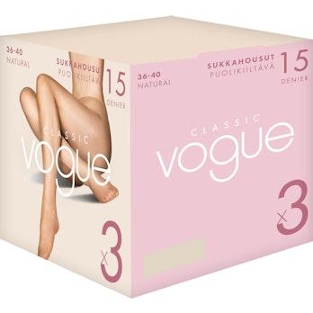 Classic Vogue 15 den sukkahousut 3pr/pkt natural