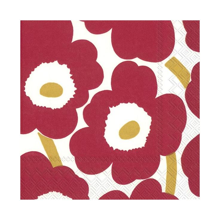 Marimekko lautasliina 20kpl 25cm Unikko tummanpunainen-kulta