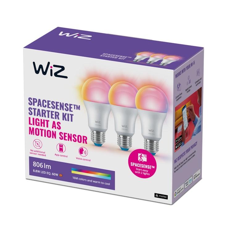 WiZ LED vakiolamppu 8.5W E27 806lm 2200-6500K RGB 3 kpl