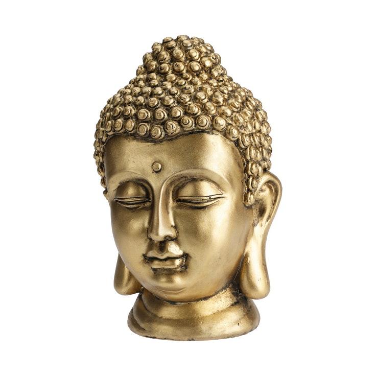 Buddhan pää polyresin 15 x 15 x 23,5 cm kulta