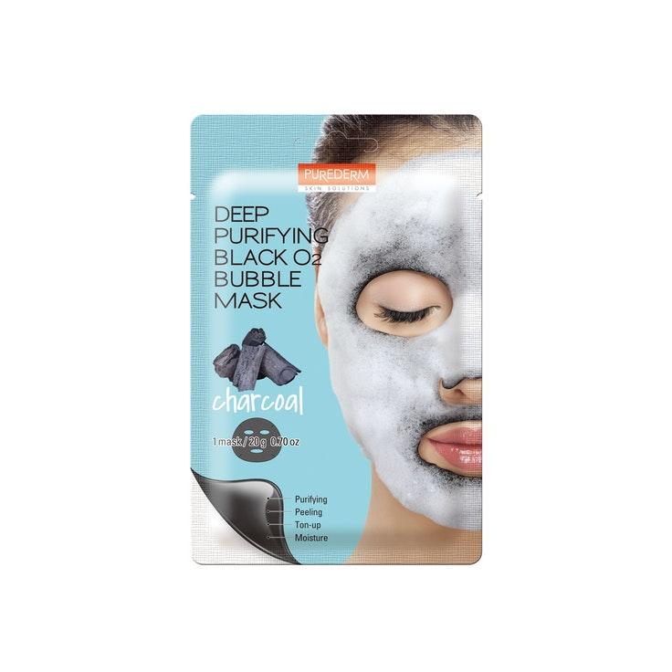 Purederm kangasnaamio Deep Purifying Black O2 Bubble Mask Charcoal 1kpl