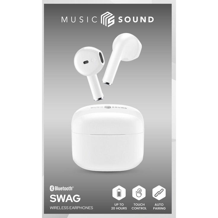 MusicSound Swag langattomat nappikuulokkeet valkoinen